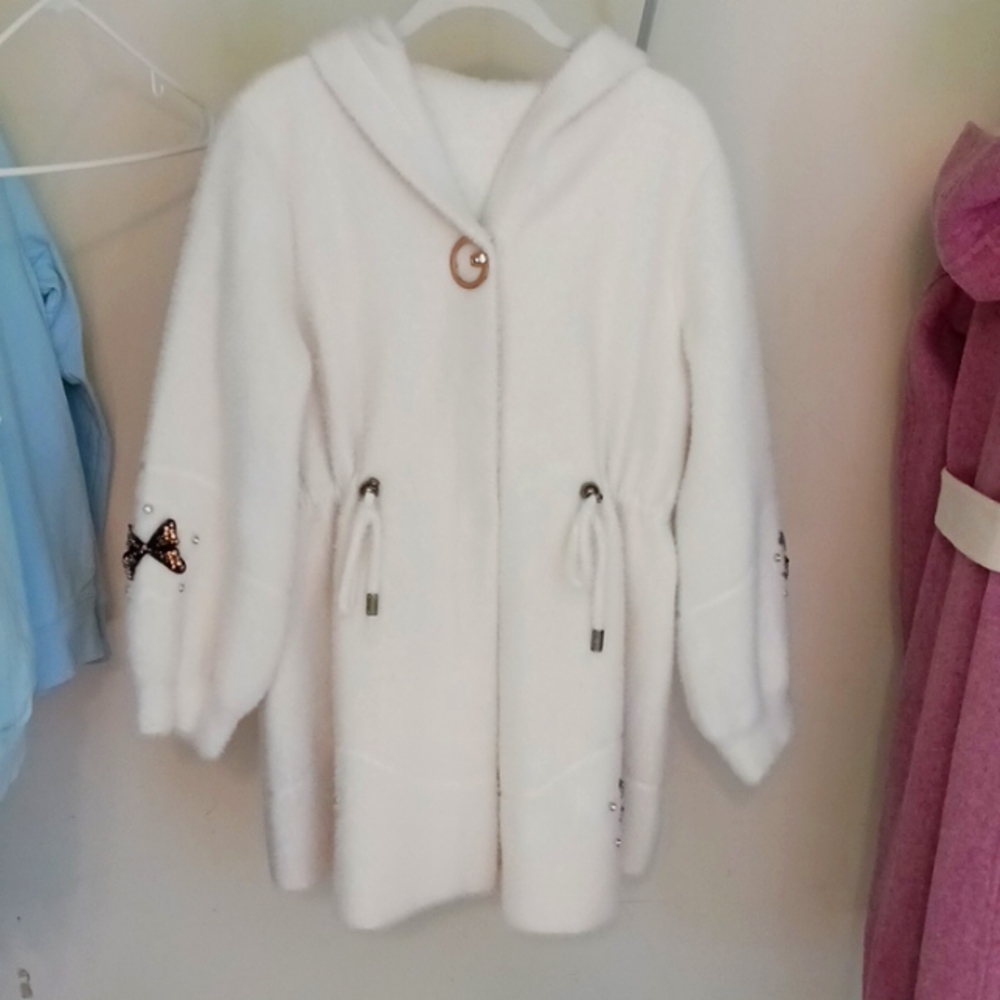 Cute white fluffy jacket